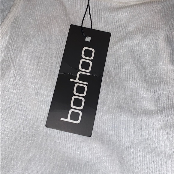 Boohoo Petite White Highneck Bodysuit - Picture 2 of 2